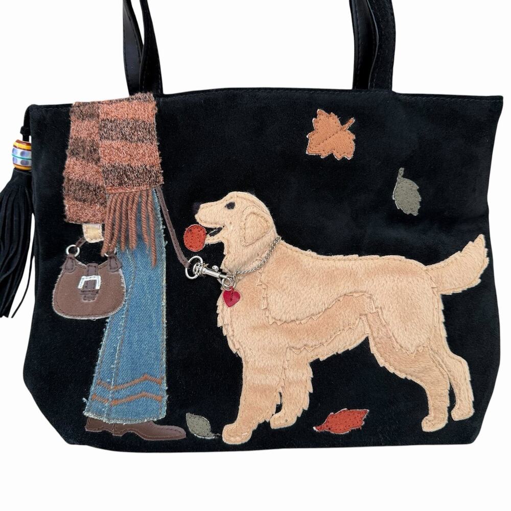 Valerie Stevens Y2K Suede Golden Retriever Applique Bag - Picture 2 of 7